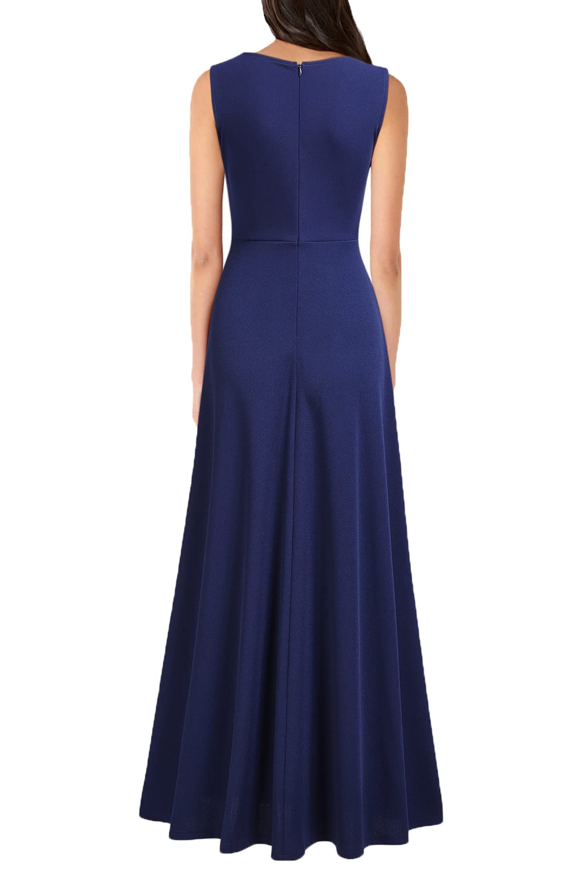 Navy Blue Women's V Neck Sleeveless Split Formal Dress Cocktail Party Prom Long Dresses